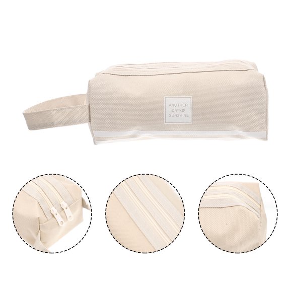 UPOUART Portable Grey Pencil Pouch Multi Function Pen Storage Bag with Zipper for Stationery Organization