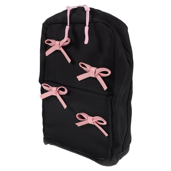 UPOUART Black Bow Makeup Pouch Stylish Cosmetic Bag Organizer Protective Travel Case for Women and Girls