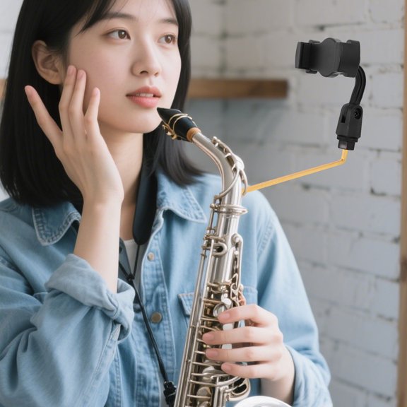 UPOUART Portable Saxophone Lyre Phone Holder with Handsfree Practice and Secure Grip