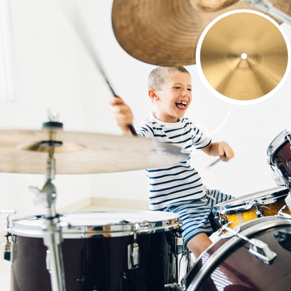 UPOUART Practice Drum Set Crash Cymbal Golden Metal Musical Instrument with Simple Design