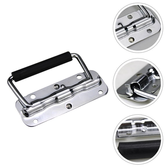 UPOUART Premium Stainless Steel Rubber Folding Door Handle for Cabinet and Case Installation Silver 2Pcs