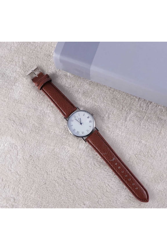 Quartz Watch for Men Brown Band Durable Fashionable Dress Watch for Work and Leisure