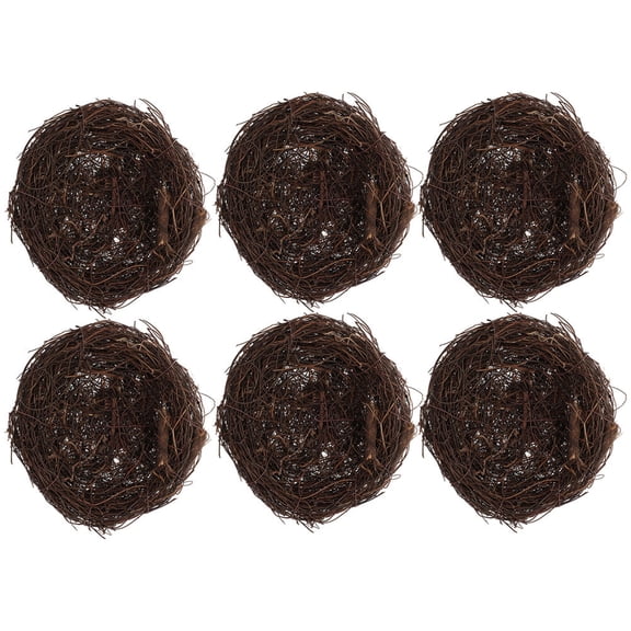 UPOUART Rattan Bird Nest Decorative Planter in Coffee Color for Balcony Yard and Garden 6 Pieces