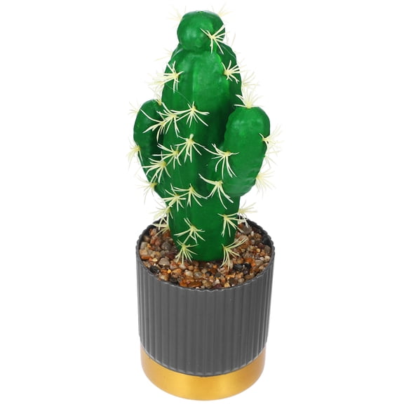 UPOUART Realistic Artificial Potted Cactus Plant Green Decorative Ornament for Home Office Desk and Shelf Decoration