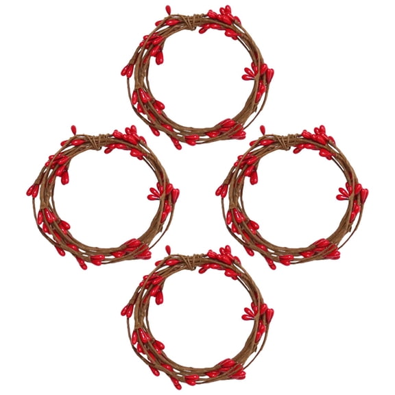 UPOUART Faux Red Berry Rattan Wreath Multi Color for DIY and Home Decor 4Pcs