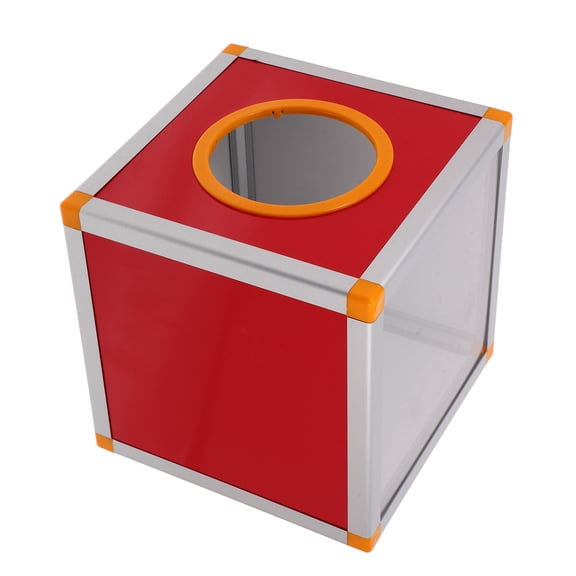 UPOUART Red Raffle Ticket Drum for Parties, Multifunctional Aluminum Alloy & MDF, Spacious 20x20x20cm Design