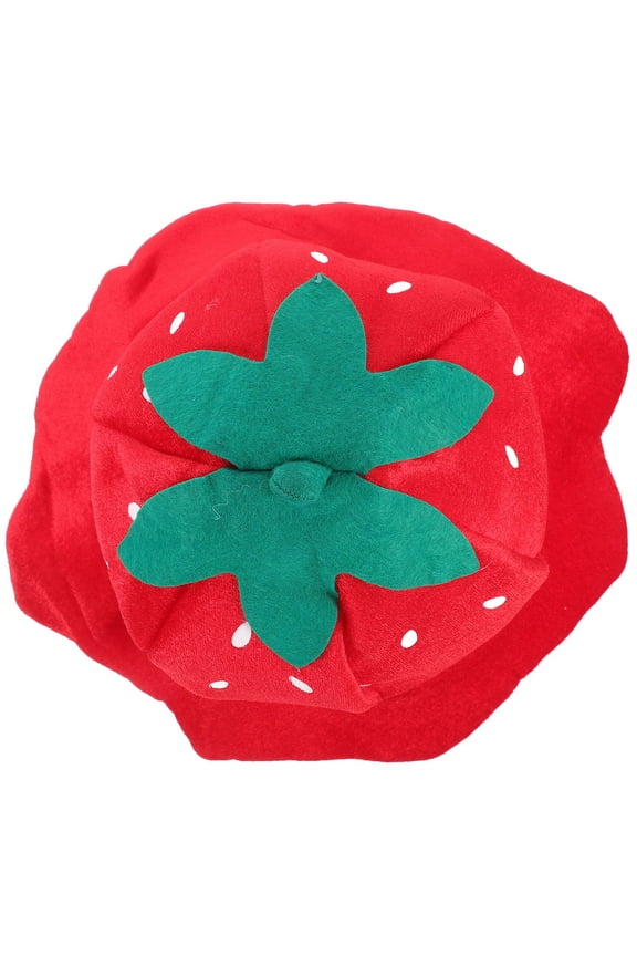 Red Strawberry Hat for Decor Easy to Wear Comfortable Pleuche Material Fits Various Scenes 6.5 Inches
