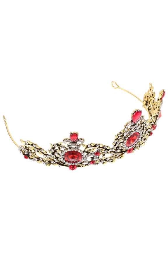 Red Wedding Headband Crown for Bride Lightweight Durable Alloy Material