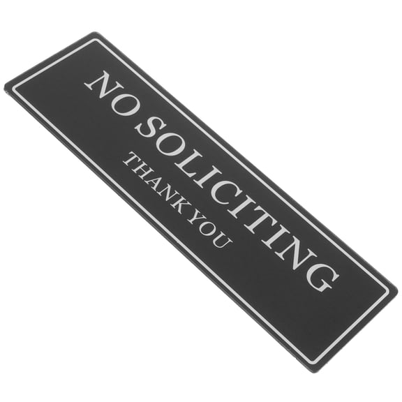 UPOUART No Soliciting Door Sign, Removable Black Acrylic with Clear Printed Message for Business Entry and Home Use