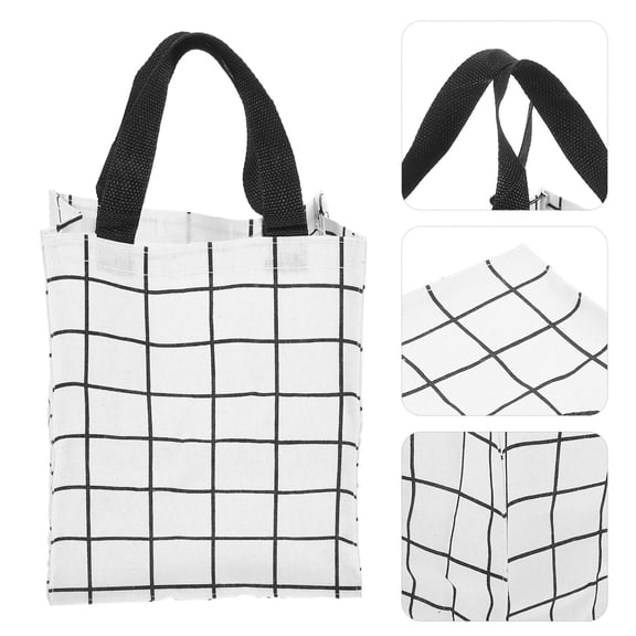 UPOUART Lightweight White Lunch Box Storage Bag Canvas Material with Sturdy Handle