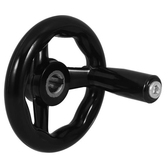 UPOUART Round Hand Wheel with Handle Bakelite Three Spoke Design for Machine Use Black Color