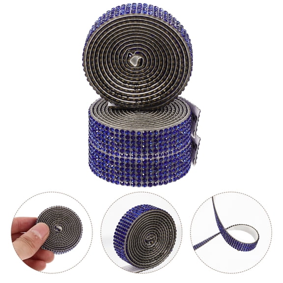 UPOUART Rhinestone Sheet Ribbon 3 Rolls Blue for Diy and Craft Material