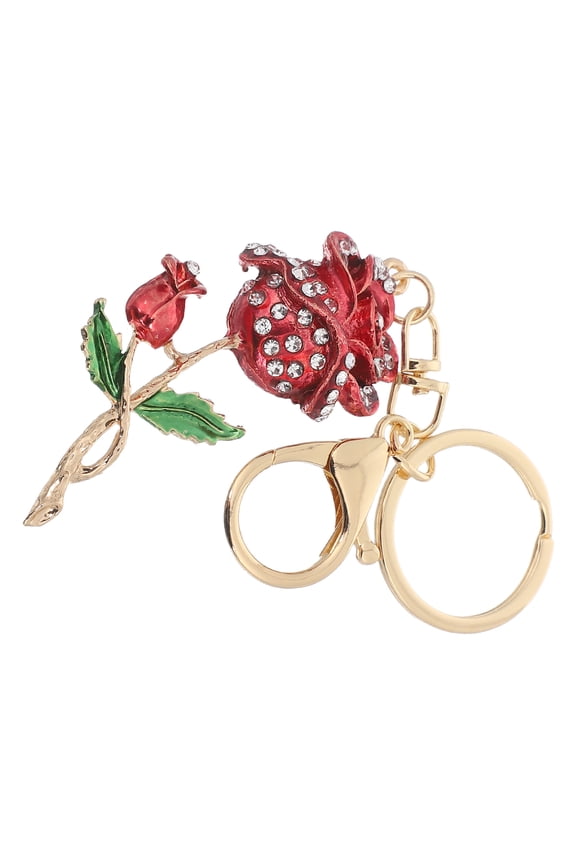 Elegant Rose Keychain Ornament Zinc Alloy 1 Piece Stylish Bag Charm for Women Daily Use