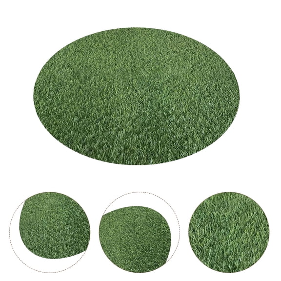 UPOUART Round Fake Grass Mat Artificial Grass Mat Green Table Mat 1Pack