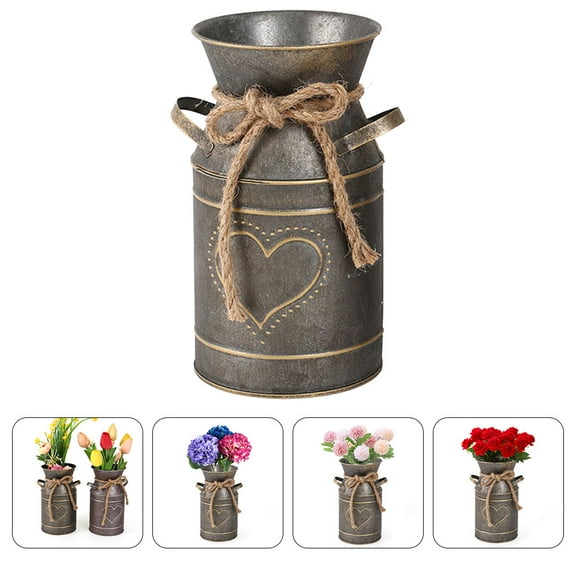 UPOUART Rustic Copper Metal Vase 1Pack for Home Decor and Outdoor Planting with Artistic and Simple Style