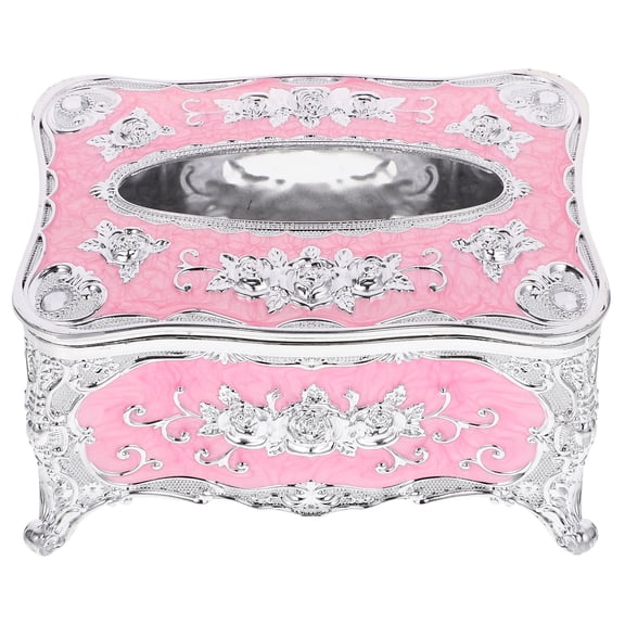 UPOUART Elegant Rose Design Decorative Tissue Box Holder for Dining Table, Living Room, Office, Bathroom