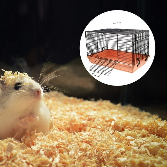 UPOUART Black Portable Dwarf Hamster Cage Wire Carrier for Small Pet Travel and Outdoor Use