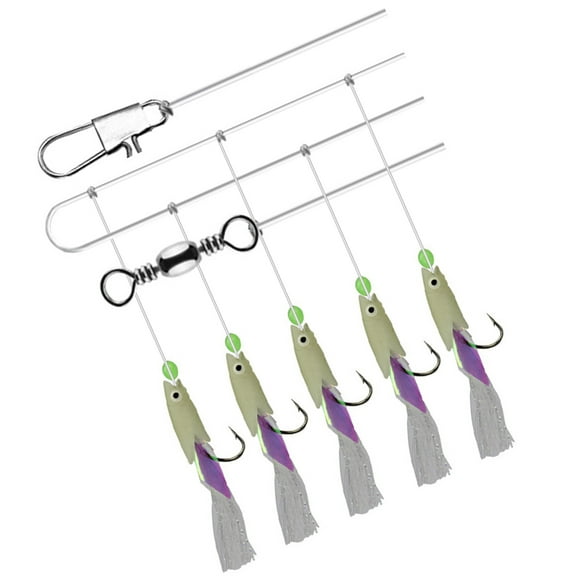 UPOUART Sea Fishing Hook Carbon Steel Luminous Fishhook in Assorted Colors with Multi Directional 5 in 1 Design