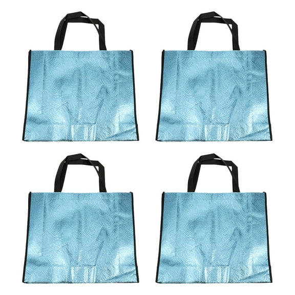 UPOUART  Portable Blue Nonwoven Grocery Shopping Bags 4Pcs Simple Look Design