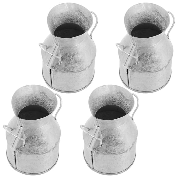 UPOUART Silver Iron Flower Pot for Home Decorative Use Vintage Style Lightweight Garden Bucket 8.5 in