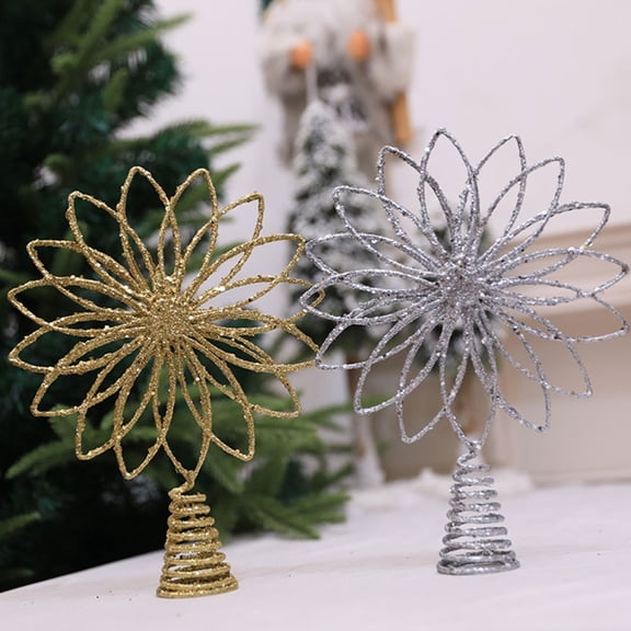 UPOUART Modern Farmhouse Tree Topper Silver Iron Christmas Tree Topper 1Pack
