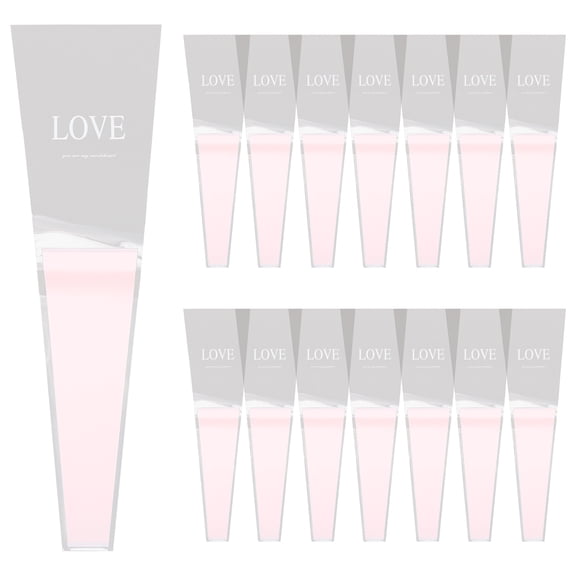 UPOUART Single Flower Sleeve for Packaging Cellophane Pink bouquet wrapping bag with opening tops and bottom 50pcs