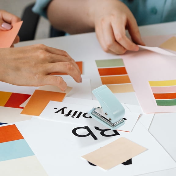 UPOUART Small Blue Handmade Stapler with Tail Ring Durable Plastic and Steel Office Tool