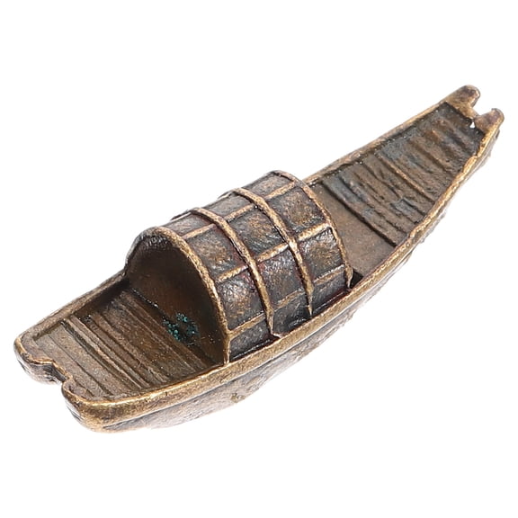 UPOUART Mini Boat Decor Nautical Themed Toy Dark Brown Copper Micro Landscape Accessory Coffee Shop Decor 1Pack