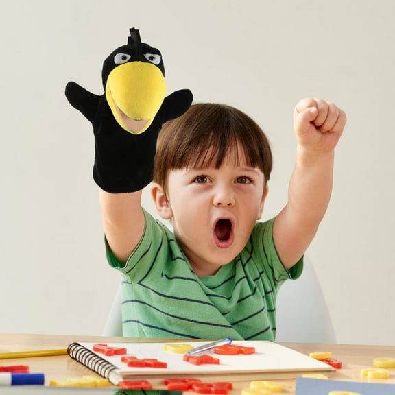 UPOUART Puppets for Toddlers Plush Hand Puppet Black 1Pcs for Bedtime Stories