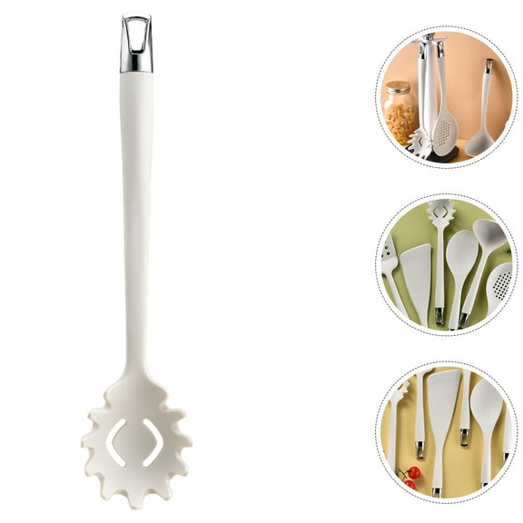 UPOUART White Silicone Spaghetti Server Noodle Ladle Lightweight Kitchen Utensil for Pasta and Cooking
