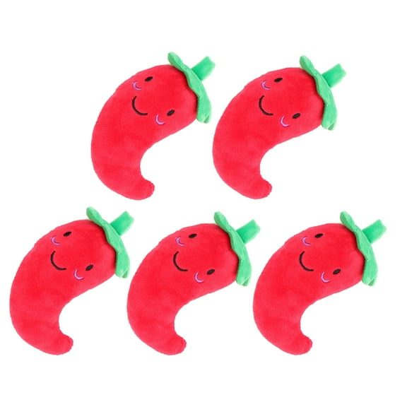 UPOUART 5-Pack Red Chili Pepper Plush Pet Toys with Sound, Interactive Chew Play for Dogs and Cats