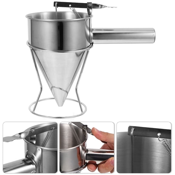 UPOUART Stainless Steel Pancake Pastry Machine Funnel Dispenser for Kitchen Use with Detachable Handle