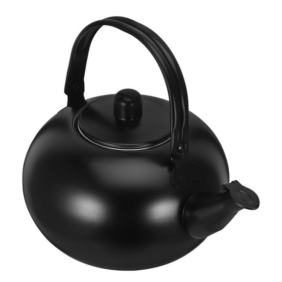 UPOUART Stainless Steel Tea Kettle, Black Metal Round Kettle for Home Use, 1 Set