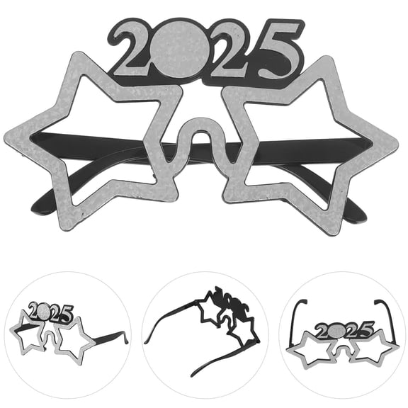 UPOUART 2025 Star-Shaped Plastic Glasses for New Year Party Celebration Photo Booth Props and Accessories