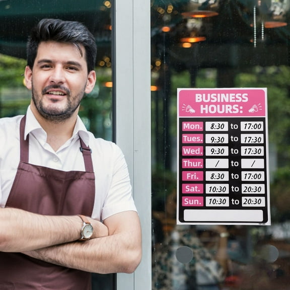 UPOUART Store Sign 1 Set Pink PVC Office Hours Simple Design for Business Use