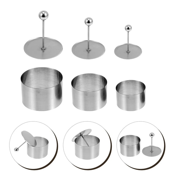 UPOUART Sturdy Stainless Steel Round Cold Dish Mold Kitchen Gadget Easy Clean Lightweight for Kitchen Use 3 Sets Silver