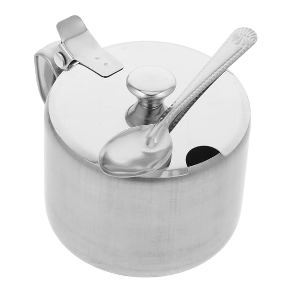 UPOUART Silver Stainless Steel Sugar Container with Spoon for Kitchen Storage