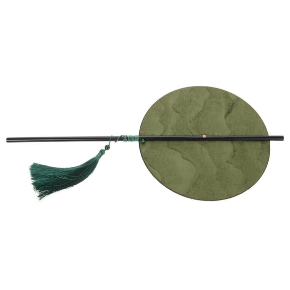 UPOUART Traditional Chinese Hand Fan with Tassels for Dancing and Decor Green Lightweight Wooden Frame Polyester 10.5 Inches