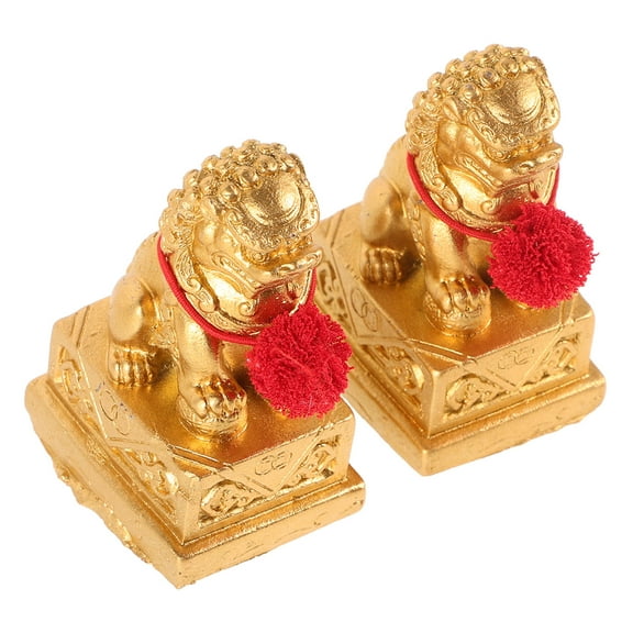 UPOUART Traditional Home Decor Lion Statues Pair for Decoration Miniature Resin Crafted 2pcs Assorted Color