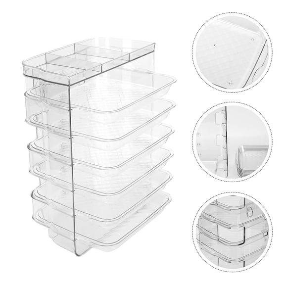 UPOUART Transparent Plastic Kitchen Storage Organizer with Large Capacity, 6-Layer Drawer Style Holder for Side Dishes