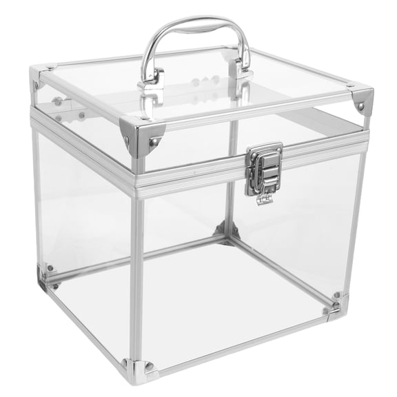 UPOUART Transparent Vinyl Record Storage Case with Handle Large Capacity Acrylic Organizer