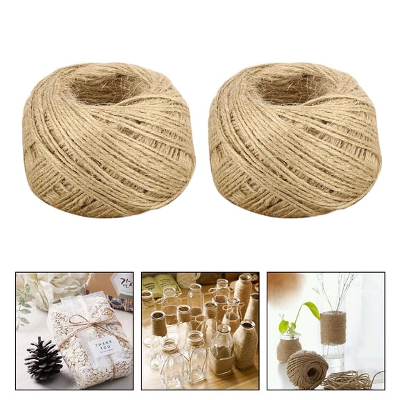 UPOUART Twine for Crafts 2Pcs Khaki Braided Jute Twine Wrapping Rustic Look