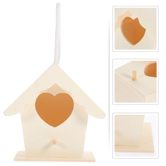UPOUART Unique Decorative Bird House Wood Khaki 1Set for Easter Party Favor