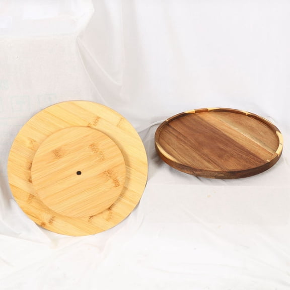 UPOUART Vintage Decorative Round Bamboo Tray for Thanksgiving Round Bamboo Tray Khaki 1Pcs