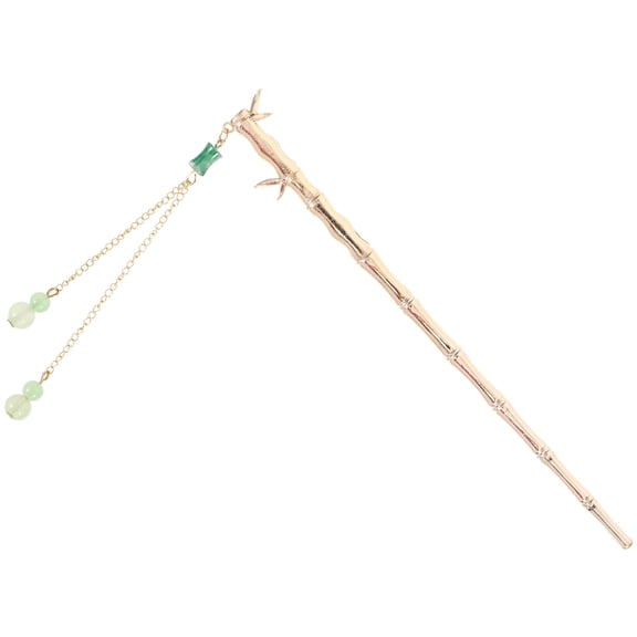 UPOUART Vintage Style Green Bamboo Hair Chopstick Durable Alloy Hair Stick for Daily Wear
