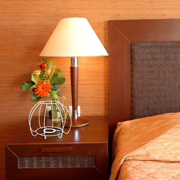 UPOUART Vintage Table Lamp with White Iron Wire Cage for Home Decor DIY Assembly European Style 11.5x8.5 Inches