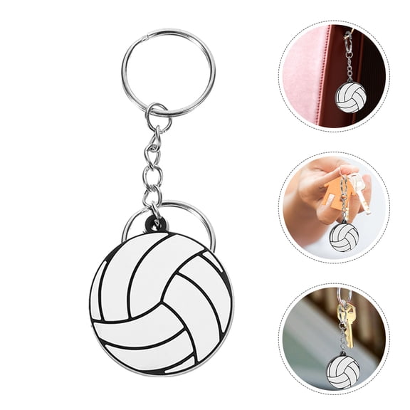 UPOUART Volleyball Keychain Sports Ball Bag Hanging Decor MultiFunctional Zinc Alloy PVC White 16Pcs