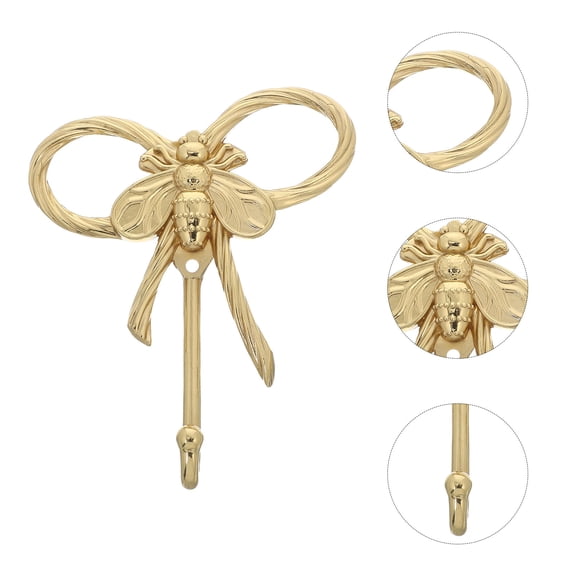 UPOUART Wall Mounted Brass Bee Decor Hooks Plated Gold Finish for Entryway Bathroom Bedroom and Farmhouse Style