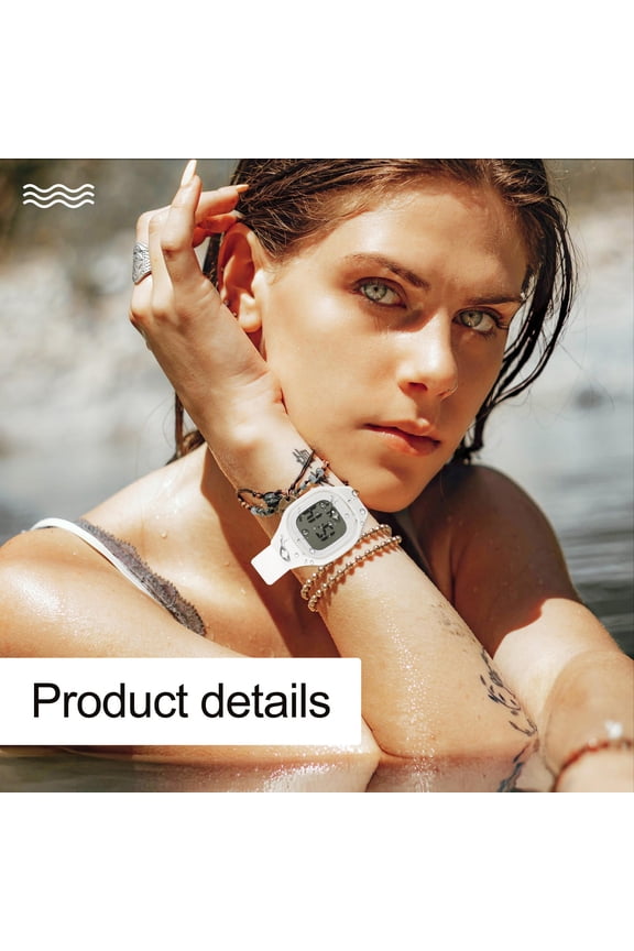 Waterproof White Wristwatch with Backlight and Stopwatch for Sports Use
