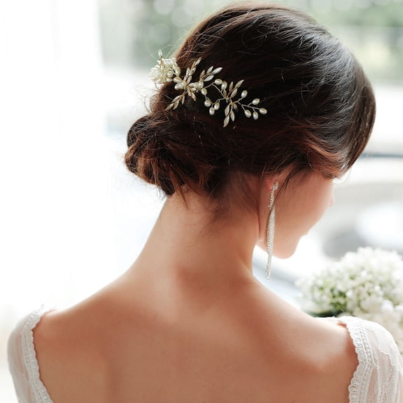 UPOUART Wedding Headpiece Golden Bridal Hairpin for Updo and Half Up Hairstyles